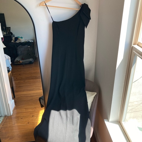 Eliza J One Shoulder Big Bow Maxi Formal Dress Black 4 - Picture 3 of 8